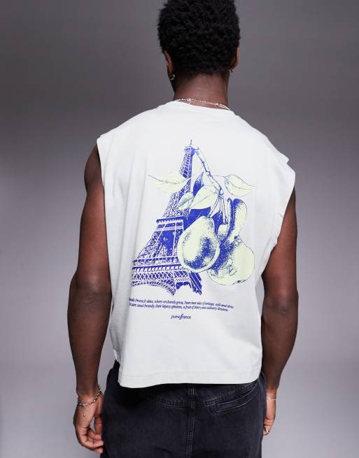 ASOS DESIGN - Lysegrå oversized top med print på brystet og ryggen i firkantet pasform , 4 af 4