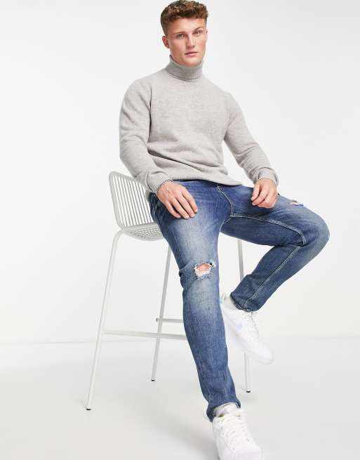 ASOS DESIGN - Lysegrå rullekravebluse i lammeuld