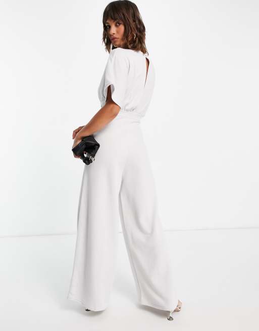 ASOS DESIGN - Lysegråt jumpsuit i jersey med vide ben og korsettalje, 3 af 4