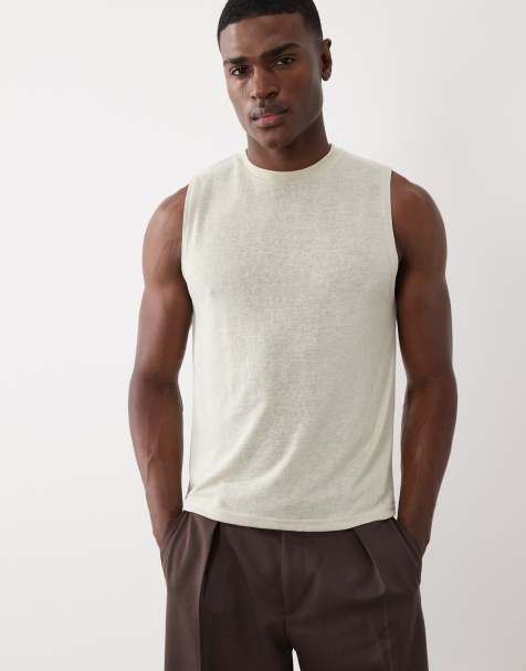 ASOS DESIGN - Lysegrøn oversized tanktop i hørlook i firkantet regular-pasform - view 1