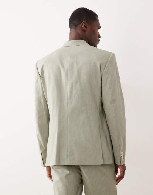 ASOS DESIGN - Lysegrøn slim-habitjakke i 100% bomuld med hørlook, 5 af 5