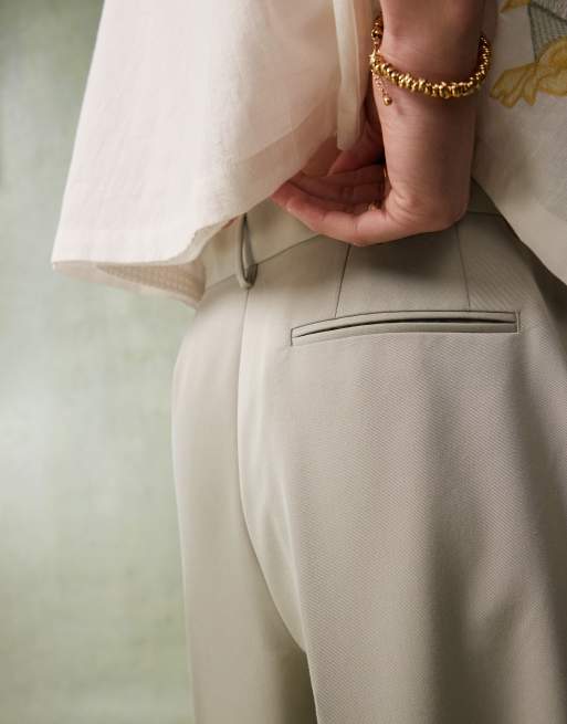 ASOS DESIGN - Lysegrønne og elegante bukser med vide ben og plisseringer foran, 4 af 5