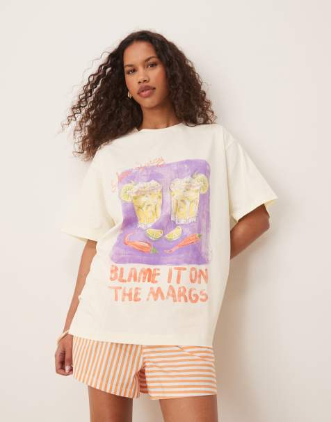 ASOS DESIGN - Lysegul oversized T-shirt med 'Spicy Margarita'-grafik - view 1