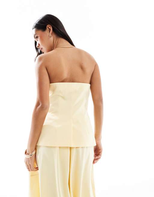 ASOS DESIGN - Lysegul skræddersyet bandeau-top - Del af sæt, 3 af 4