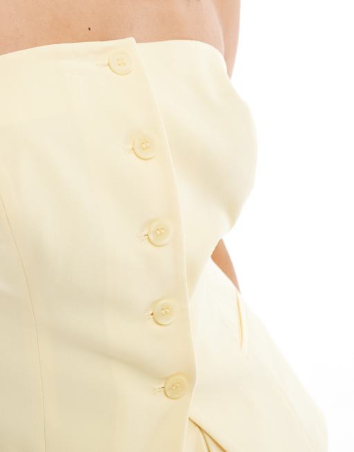 ASOS DESIGN - Lysegul skræddersyet bandeau-top - Del af sæt, 4 af 4