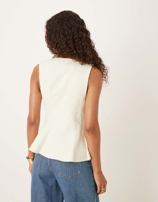 ASOS DESIGN - Lysegul skræddersyet habitvest med peplum-kant, 3 af 4