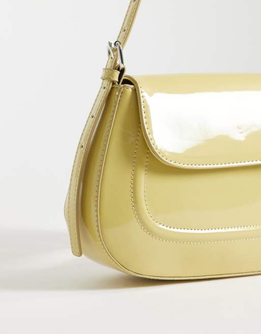 ASOS DESIGN - Lysegul skuldertaske i lak, 2 af 4
