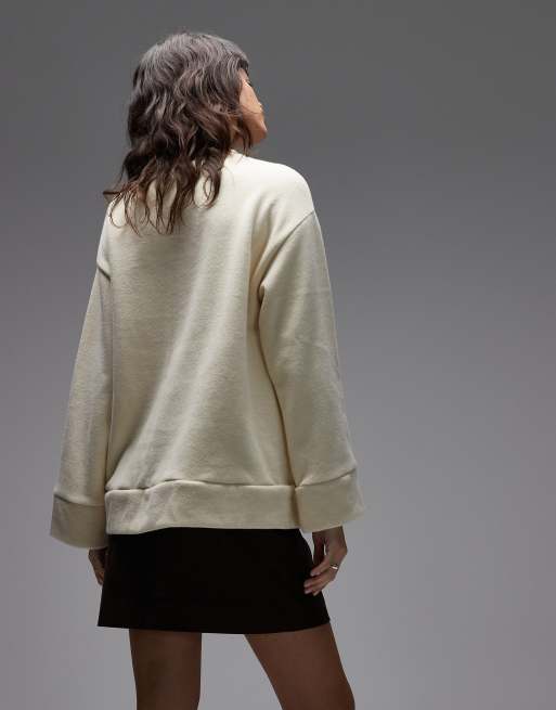 ASOS DESIGN - Lysegul superblød sweatshirt med slids i sømkanten, 3 af 4