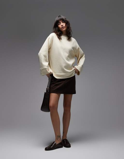 ASOS DESIGN - Lysegul superblød sweatshirt med slids i sømkanten, 4 af 4