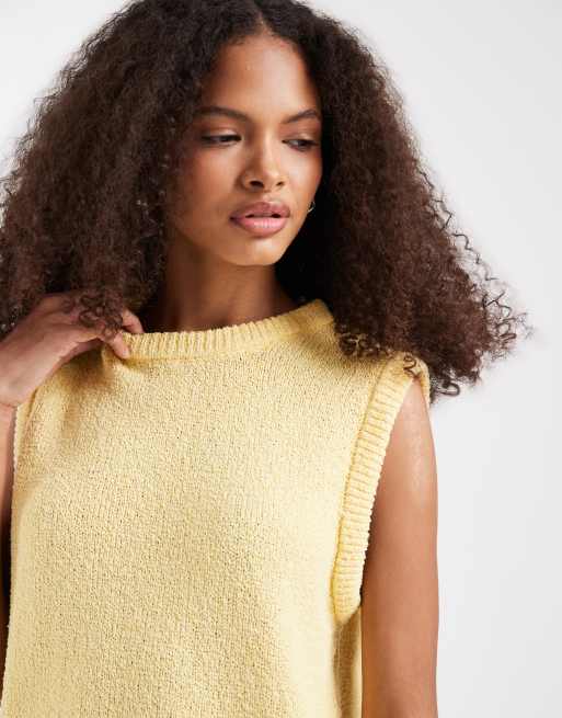 ASOS DESIGN - Lysegul tanktop i boucléstrik af bomuldsblanding, 3 af 4