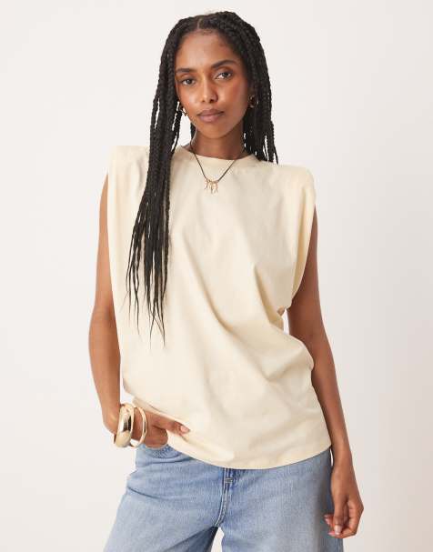 ASOS DESIGN - Lysegul tanktop med skulderpuder - view 1