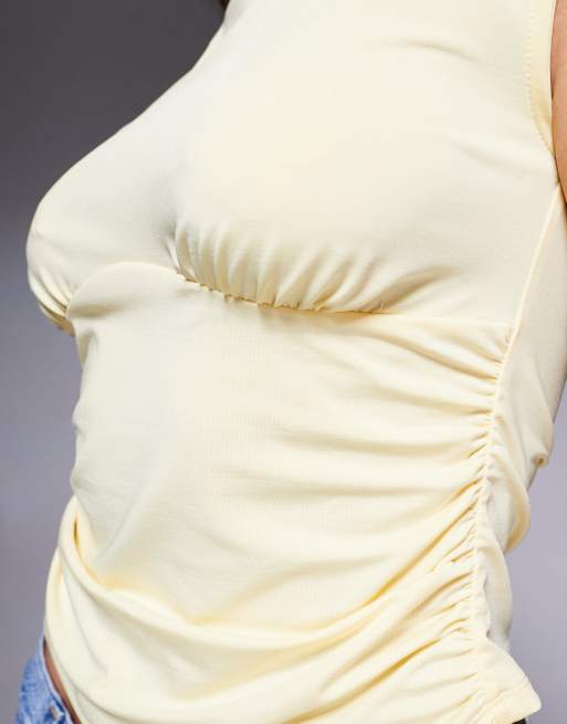 ASOS DESIGN - Lysegul top med bådudskæring og syningsdetalje under brystet, 3 af 4