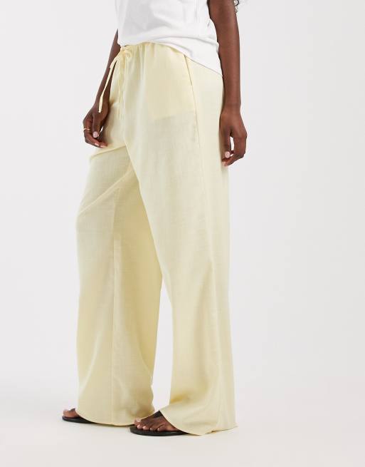 ASOS DESIGN - Lysegule bukser i hørlook med brede ben, 2 af 5