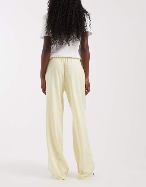 ASOS DESIGN - Lysegule bukser i hørlook med brede ben, 4 af 5