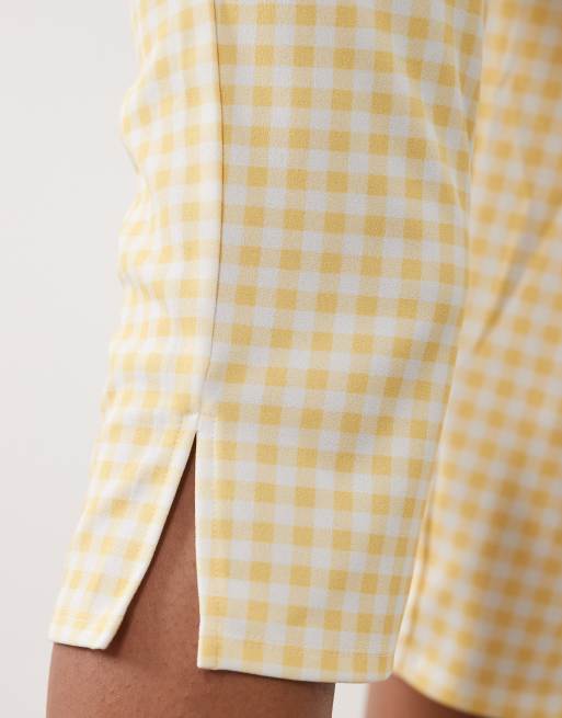 ASOS DESIGN - Lysegule capri-leggings med gingham-tern, 4 af 5