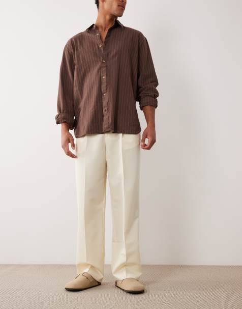 ASOS DESIGN - Lysegule elegante bukser med brede ben og læg - view 1