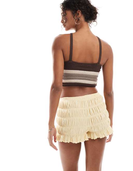 ASOS DESIGN - Lysegule mikroshorts med rynket tekstur, 4 af 5