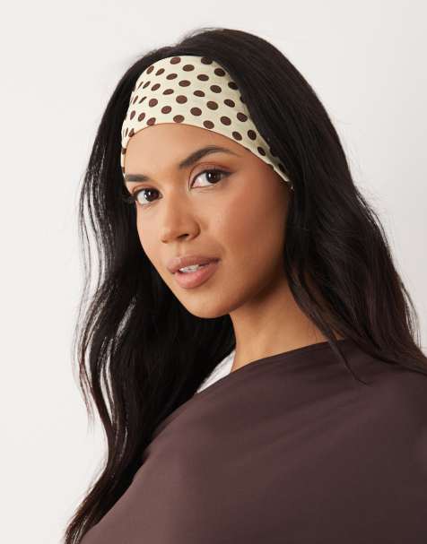 ASOS DESIGN - Lysegult og brunt hårbånd med polkaprikker - view 1