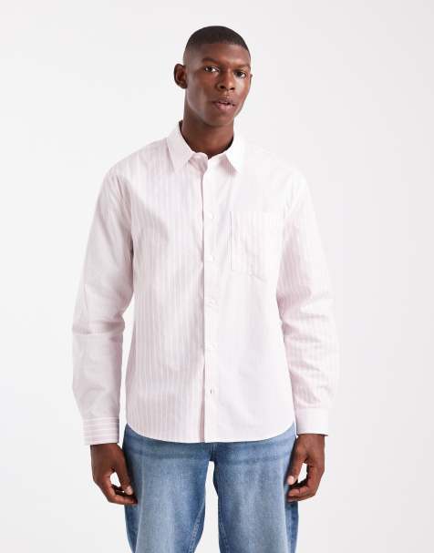 ASOS DESIGN - Lyserød afslappet skjorte med patchwork-striber - view 1