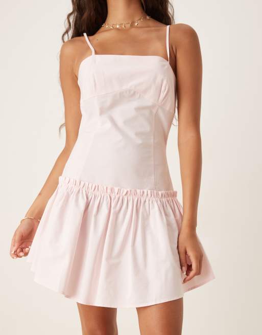 ASOS DESIGN - Lyserød cami-minikjole i poplin med sømdetaljer og voluminøst skørt, 2 af 4