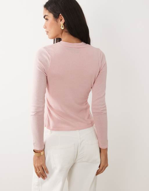 ASOS DESIGN - Lyserød cardigan i strik med firkantet pasform - Del af sæt, 4 af 4