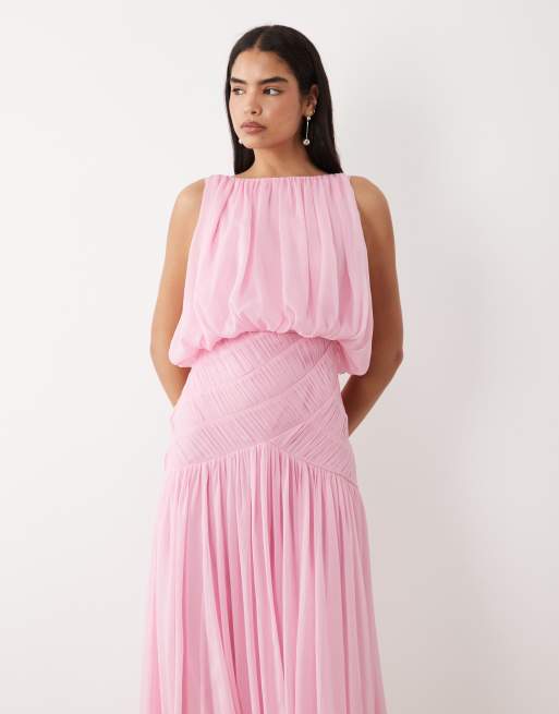 ASOS DESIGN - Lyserød maxikjole med draperinger og rynket talje, 4 af 4