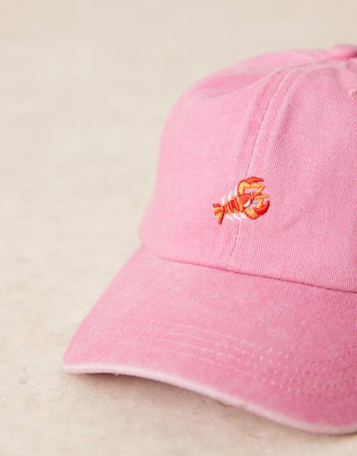 ASOS DESIGN - Lyserød og forvasket kasket med hummerbroderi, 2 af 3