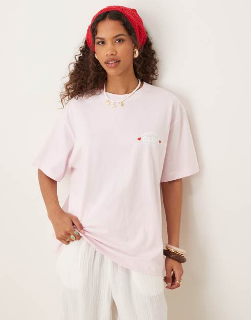 ASOS DESIGN - Lyserød og oversized T-shirt med "Sandwich Club"-grafik, 2 af 4