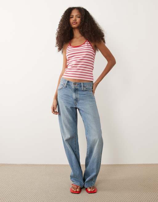 ASOS DESIGN - Lyserød og rødstribet halterneck-top med kantbånd i kontrast, 2 af 4