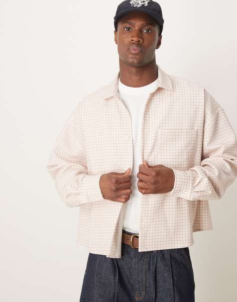 ASOS DESIGN - Lyserød og ternet skjorte med oversized og firkantet pasform - view 1