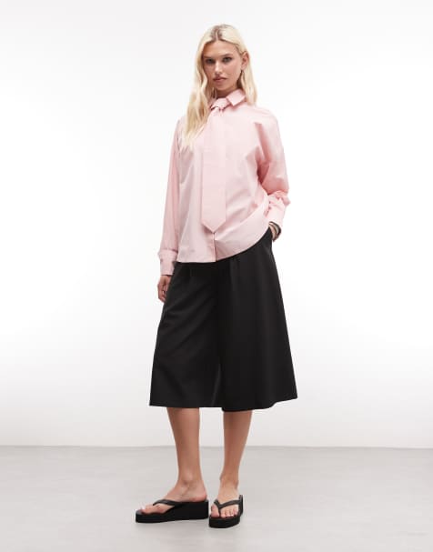 ASOS DESIGN - Lyserød oversized skjorte med bindebånd - view 1