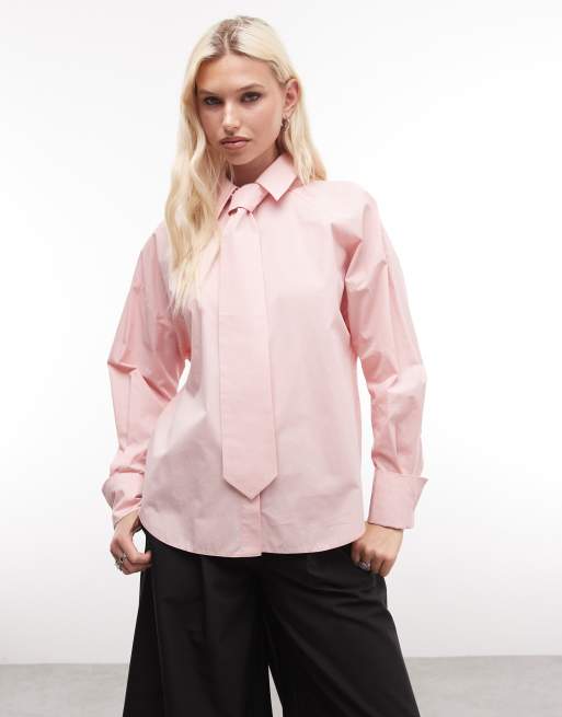 ASOS DESIGN - Lyserød oversized skjorte med bindebånd, 2 af 4