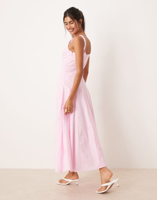ASOS DESIGN - Lyserød ærmeløs midikjole med taljedetalje, 3 af 4