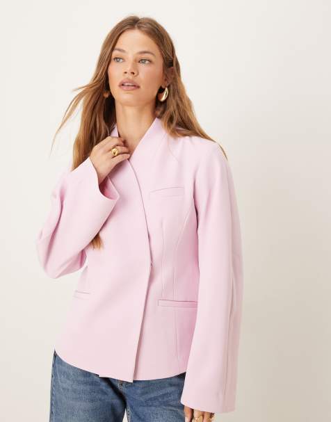 ASOS DESIGN - Lyserød skræddersyet blazer uden krave med cocoon-ærmer - view 1