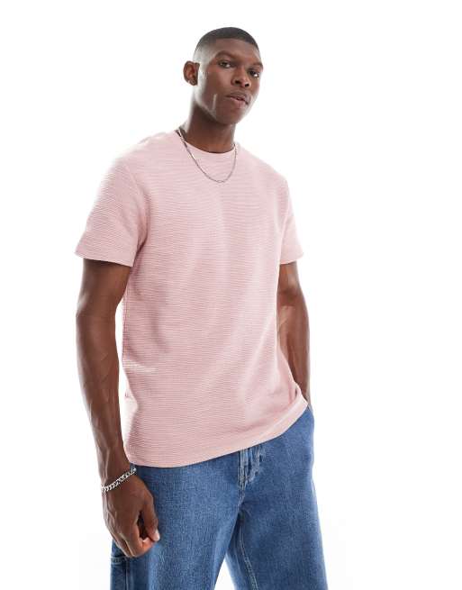 ASOS DESIGN - Lyserød T-shirt med tekstur og rund hals