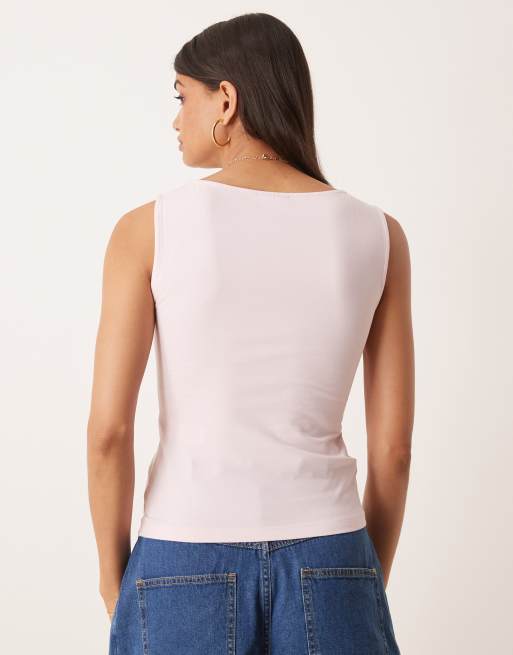 ASOS DESIGN - Lyserød top med bådudskæring og hotfix-udsmykninger i postkortprint, 4 af 4