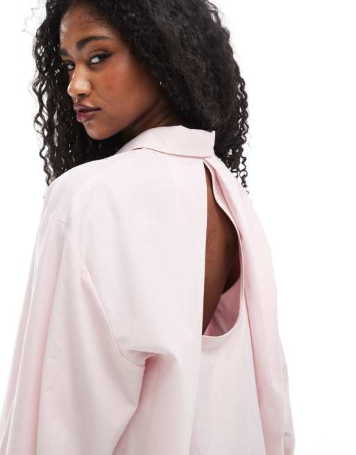 ASOS DESIGN - Lyserød trapez-skjorte med plisseringer på ryggen i poplin, 2 af 4