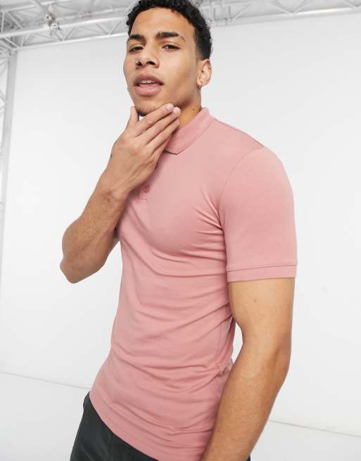ASOS DESIGN - Lyserød tætsiddende polo - PINK