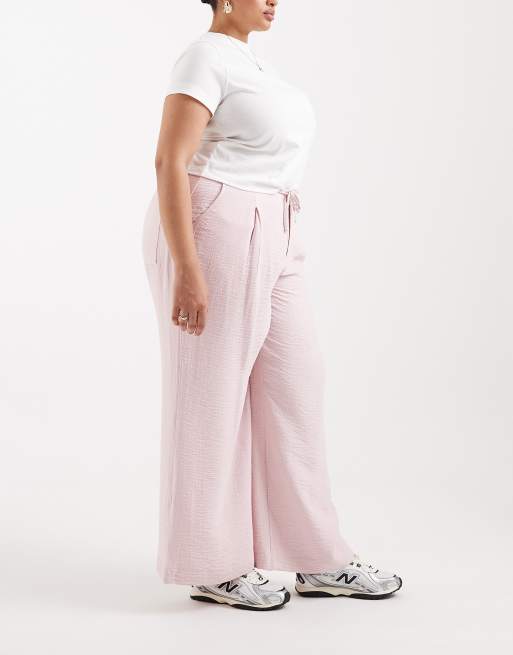 ASOS DESIGN - Lyserøde bløde bukser med tekstur og vide ben, 3 af 5