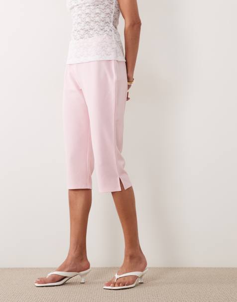 ASOS DESIGN - Lyserøde capri-bukser med slidser i siderne - view 1