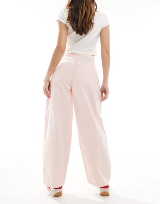 ASOS DESIGN - Lyserøde jeans med høj talje og tøndeformede ben, 3 af 5