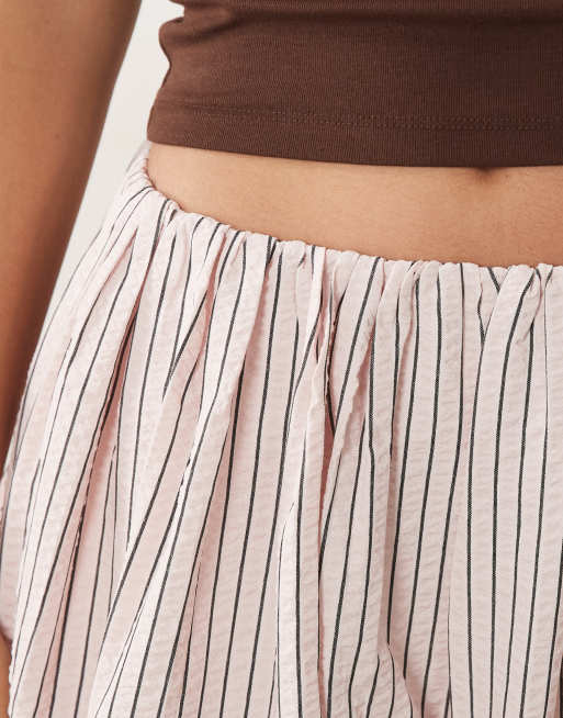 ASOS DESIGN - Lyserøde og brune bloomer-shorts med striber, 4 af 5