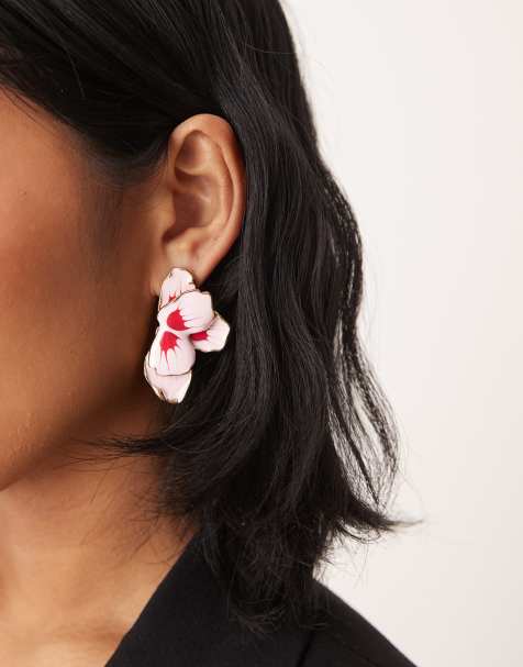 ASOS DESIGN - Lyserøde ørestikkere med rosenbladsdesign - view 1