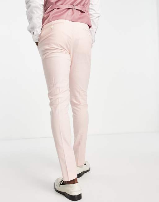 ASOS DESIGN - Lyserøde skinny-habitbukser i hørblanding, 3 af 4