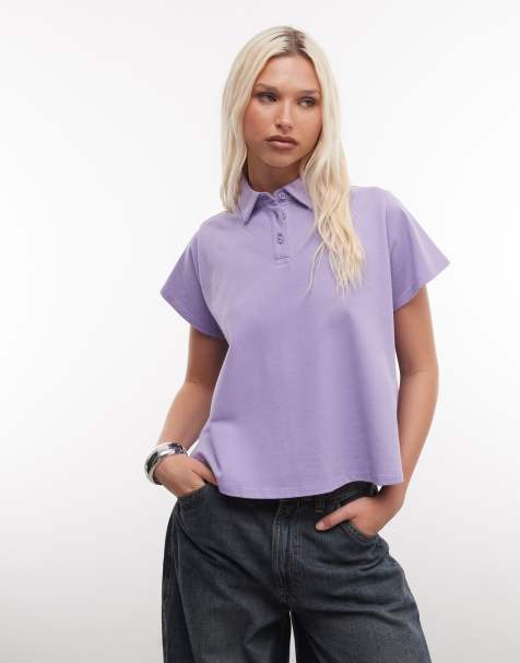 ASOS DESIGN - Lyslilla polotop med korte ærmer og trapez-kant - view 1