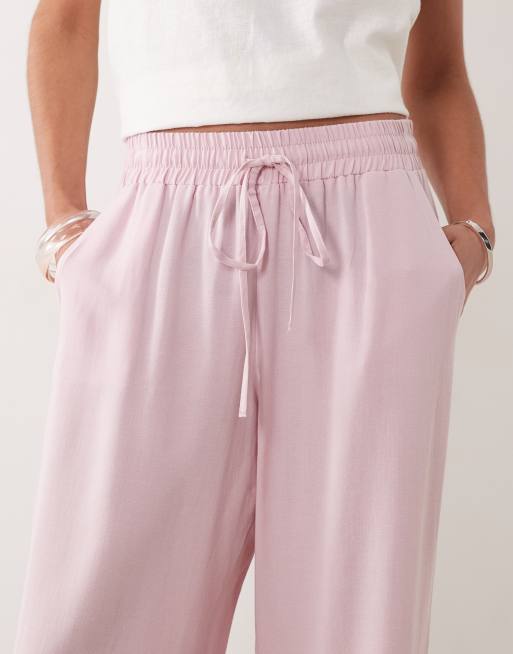 ASOS DESIGN - Lyslilla pull-on-bukser i hørblanding, 3 af 5