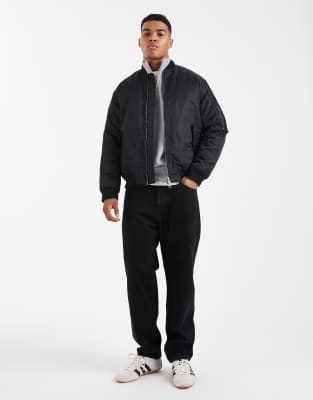 Asos Design Ma1 Bomber Jacket In Black