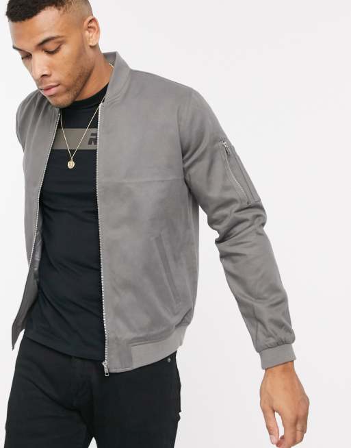 ASOS DESIGN ma1 bomber jacket in grey ASOS