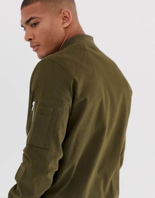 ASOS DESIGN ma1 bomber jacket in khaki