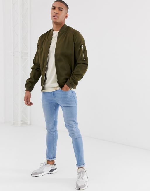 ASOS DESIGN ma1 bomber jacket in khaki